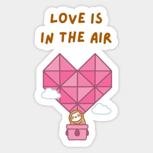 Love is in the Air Hot Air Balloon Sloth Sticker